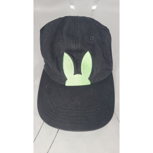 Designer Psycho Bunny Black w/ Embroidered Green Bunny Ears‎ Hat Cap Adjustable - Picture 10 of 11